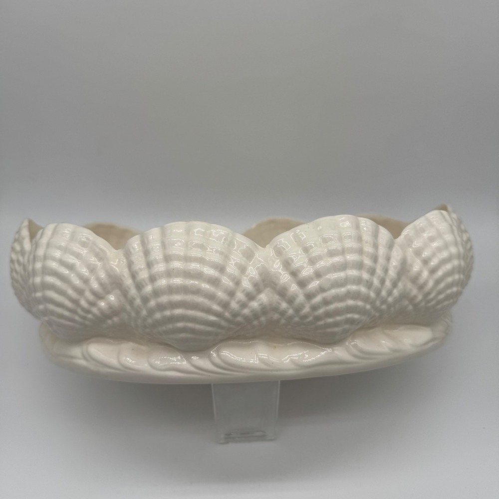 Vtg Atlantic Mold Clamshell Centerpiece Bowl Scalloped Coastal Chic Mermaidcore
